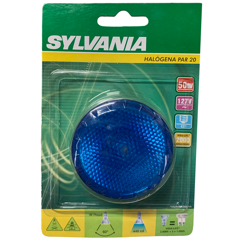 Lâmpada Halógenia PAR20 50W 127V Azul Sylvania