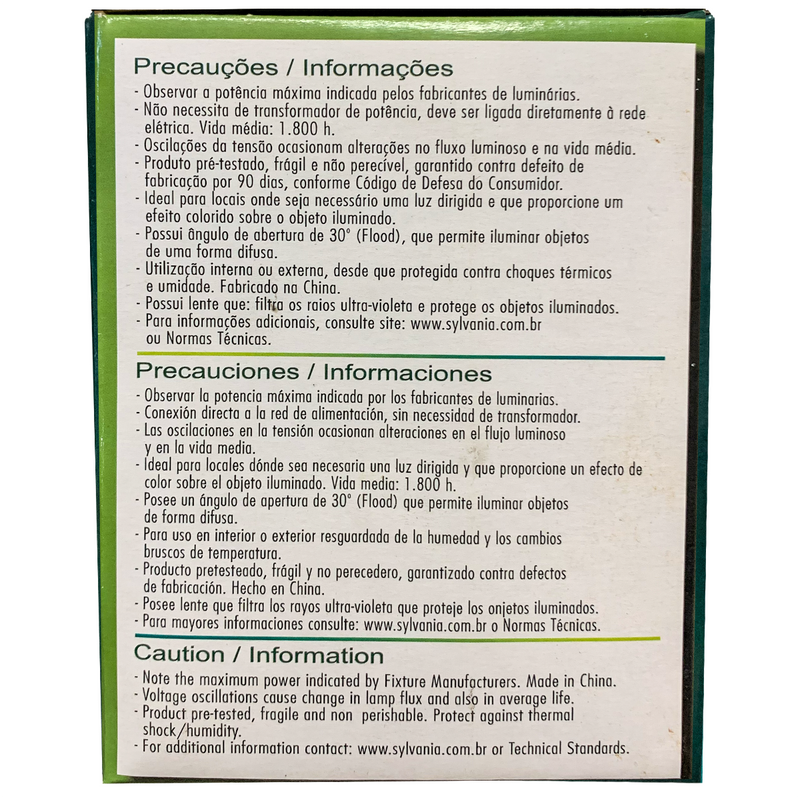 Lâmpada Halogena Par38 80W E27 127V Azul Sylvania