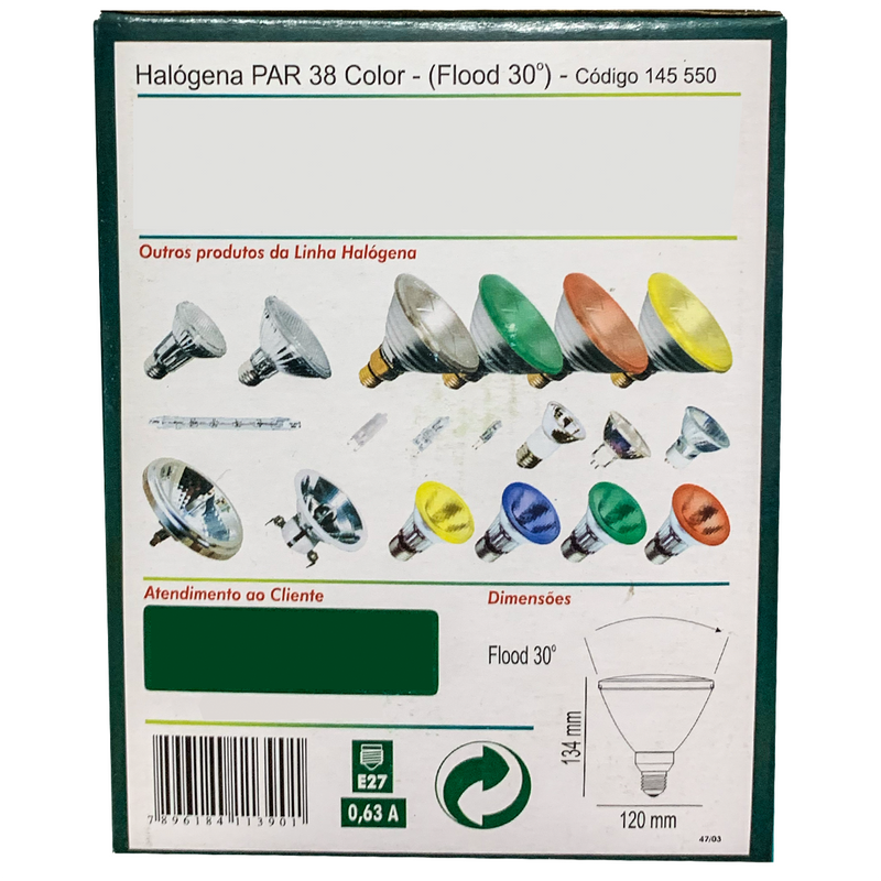 KIT 05 Lâmpadas Halogena Par 38 80W 127v azul Sylvania