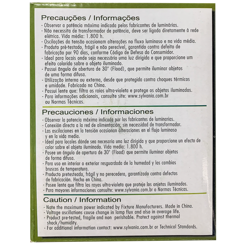 Lâmpada Halógenia PAR38 80W E27 220V Amarelo Sylvania