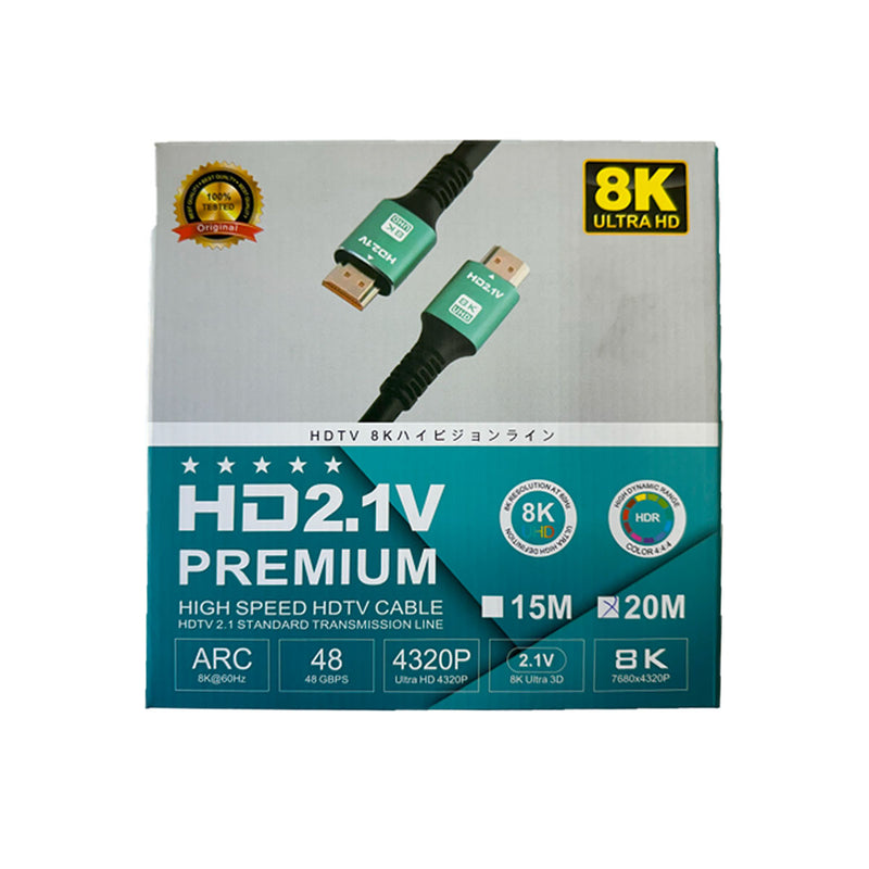 Cabo HDMI 2.1 8K 48gbps Ultra Premium blindado HD com HDR10 e ARC 20 Metros Conex