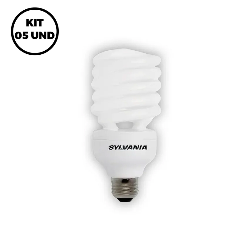 KIT 05 Lâmpadas Eletronica Espiral 10W 6500K 127V Branco Frio Sylvania