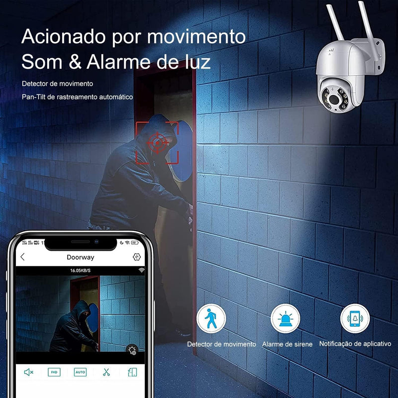 Câmera de Segurança Wifi HD 1080p A8 - Prova D'água, Visão Noturna Infravermelha Externa