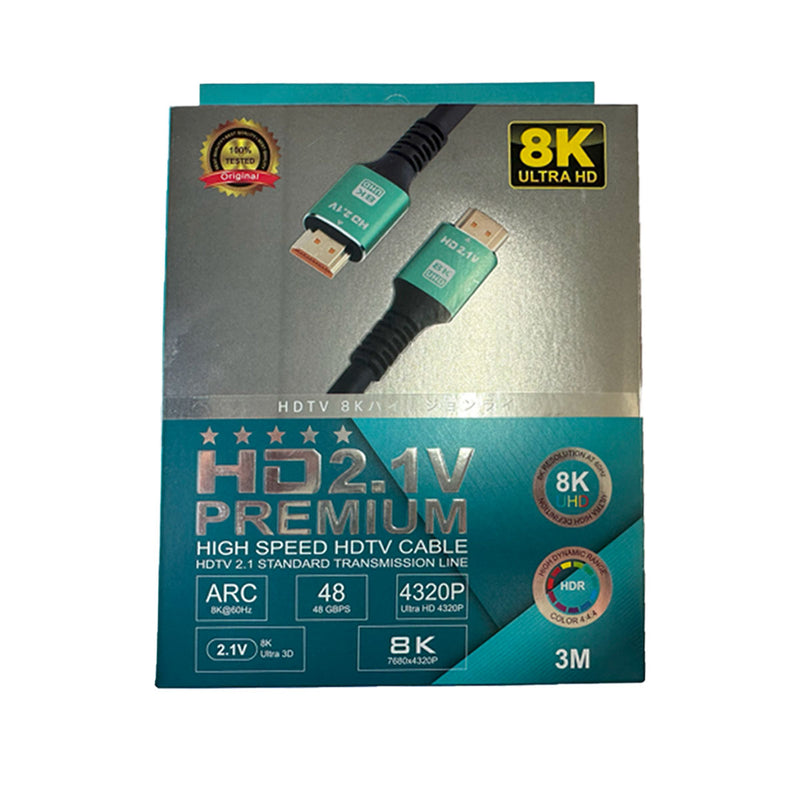 Cabo HDMI 2.1 8K 48gbps Ultra Premium blindado HD, com HDR10 e ARC 3 Metros Conex