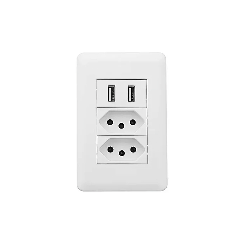 Tomada Usb De Parede Universal Bivolt 2.1a 5v Celulares Cor Branco Sylvania