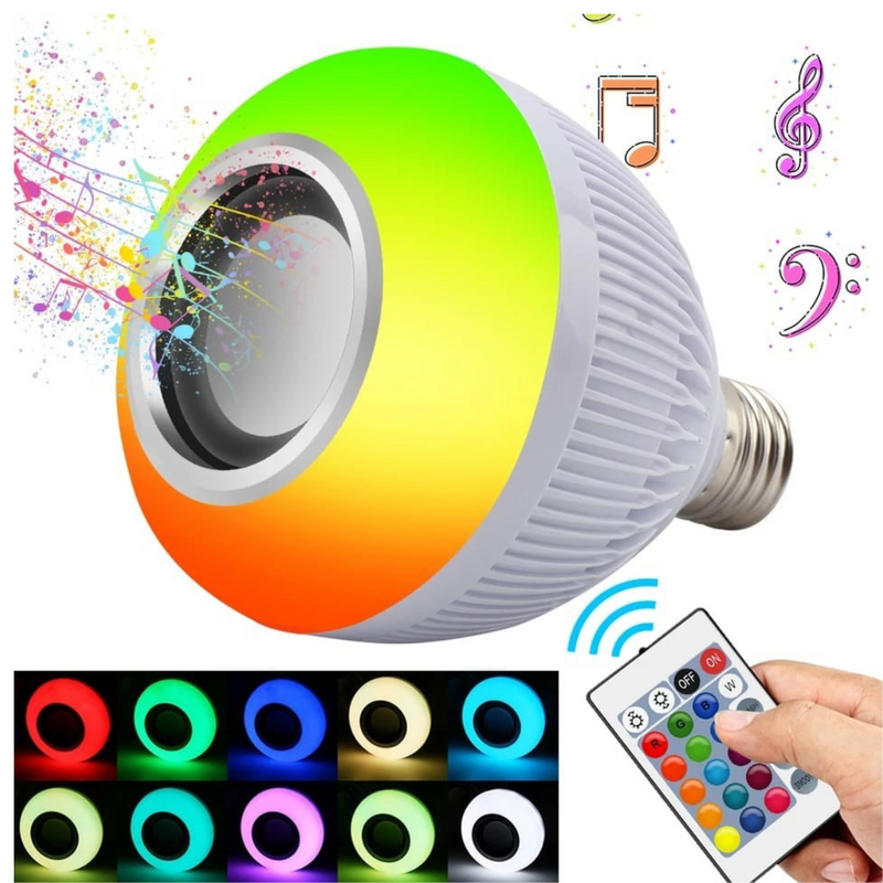 Lâmpada de Led musical Bluetooth e Controle Rgb 12W 110/220v - Frete grátis