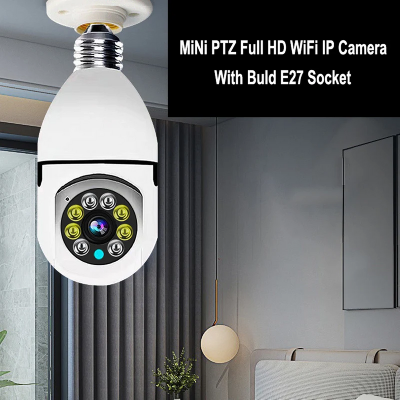 Câmera de Vigilância sem fio HD Indoor com Lâmpada 1080P, WiFi 2.4G, Base E27 -  Frete grátis