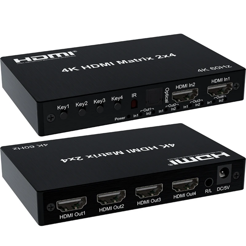 Matrix HDMI 2x4 Ultra HD 2.0 4K 6Gbps Profissional Ativo Conex