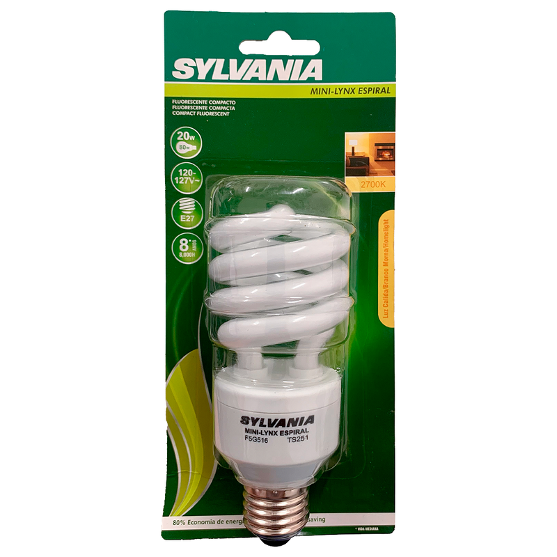 Lâmpada Eletrônica Espiral 20W 2700K 127V Sylvania