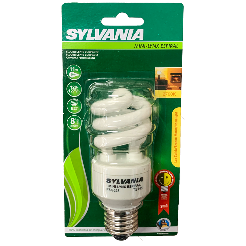 Lâmpada Eletrônica Mini Linx Espiral 11W 127V 2700K Sylvania