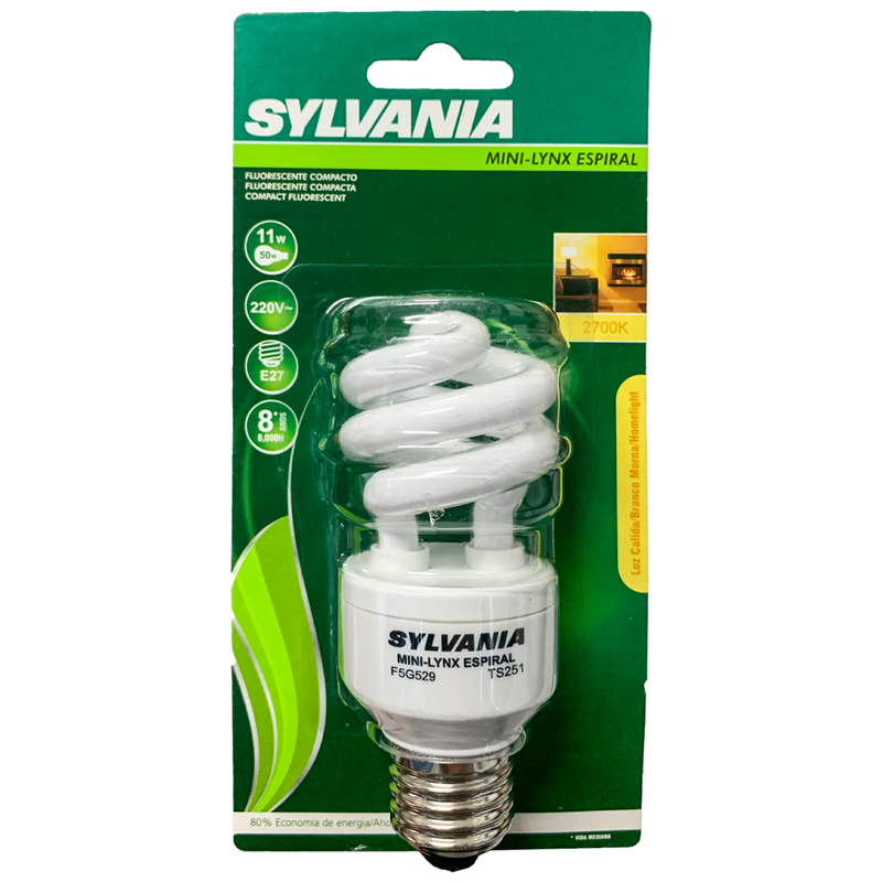 Lâmpada Eletrônica Mini Linx Espiral 11W 220V 2700K Sylvania