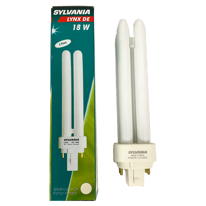 Lampada Eletronica Compacta Lynx G24-D 4 pinos 18W 2700K Branco Quente Sylvania