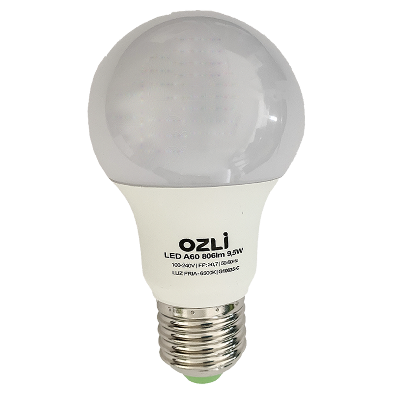 Lâmpada de Led Bulbo E27 9,5W 6500K Branco Frio Ozli