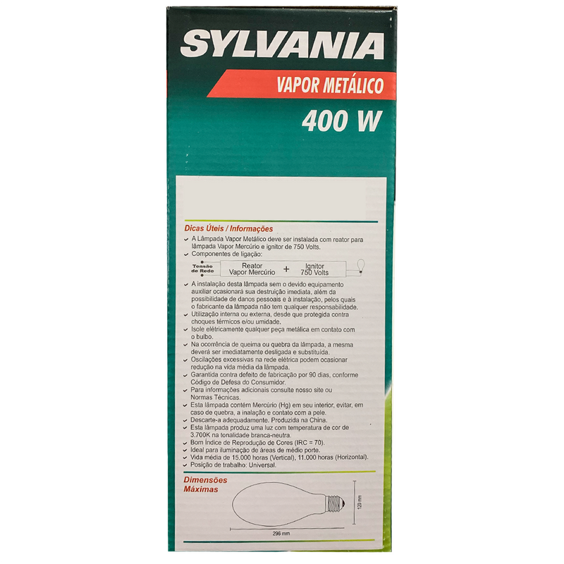 Lâmpadas Metalico Ovoide 400W E40 BN 4000k KIT com 05   Sylvania