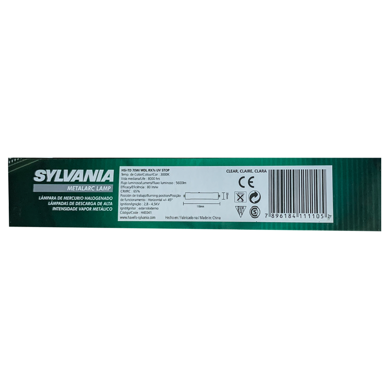 Lampada Metalico Hsi Td (Duplo Contato) 70W 3000K Sylvania