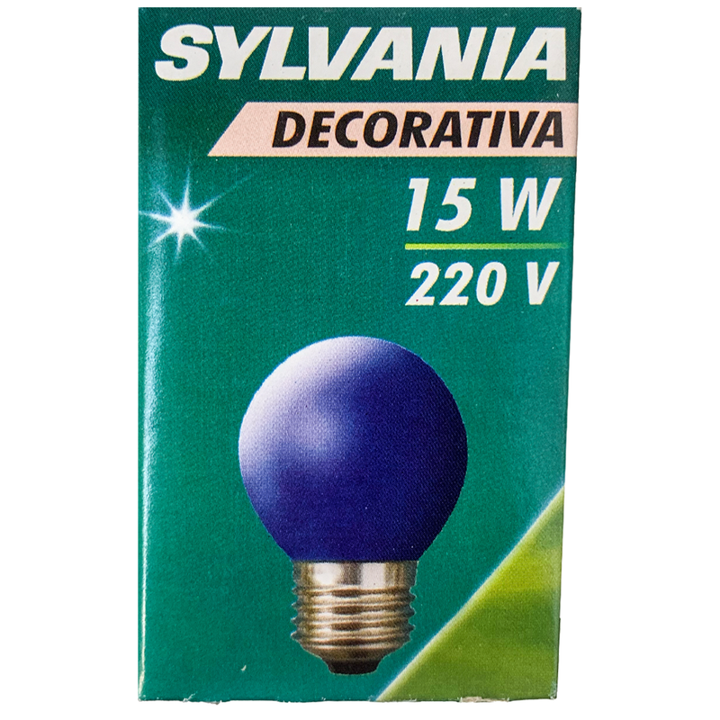 Lâmpada Incandescente Bolinha 15W 220V Azul Sylvania