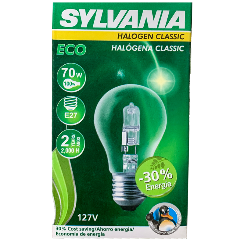 Lâmpada Halogena Eco Classic 70W 2800K 127V Sylvania