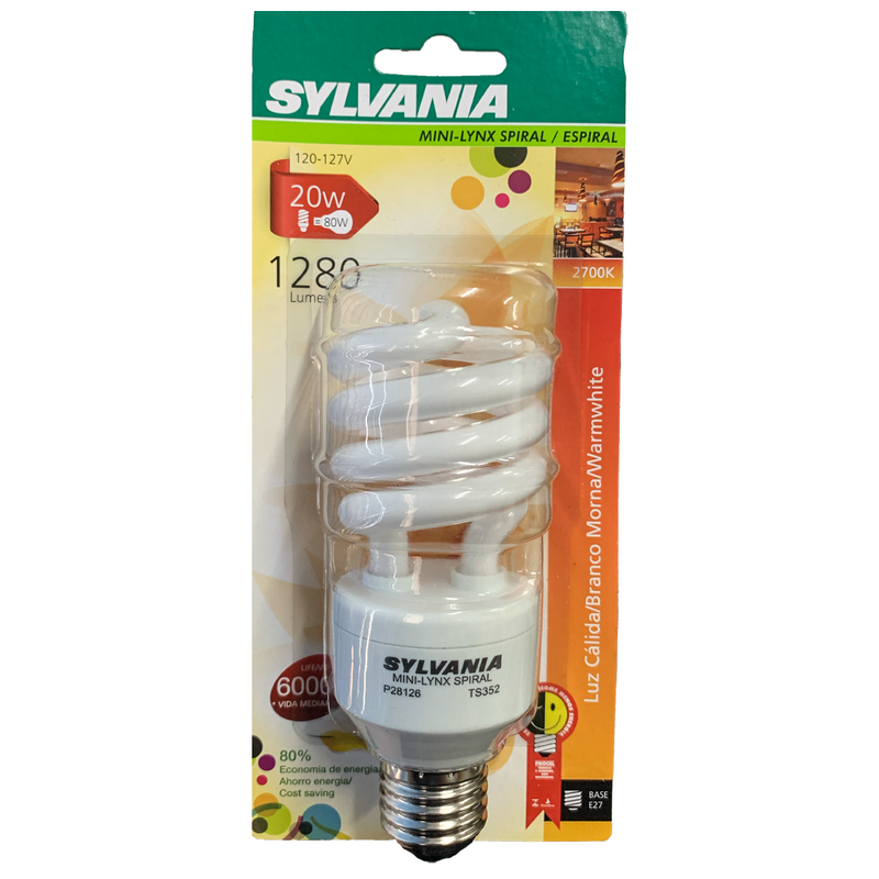 Lâmpada Eletrônica Mini Linx Espiral 20W 127V 2700K Sylvania