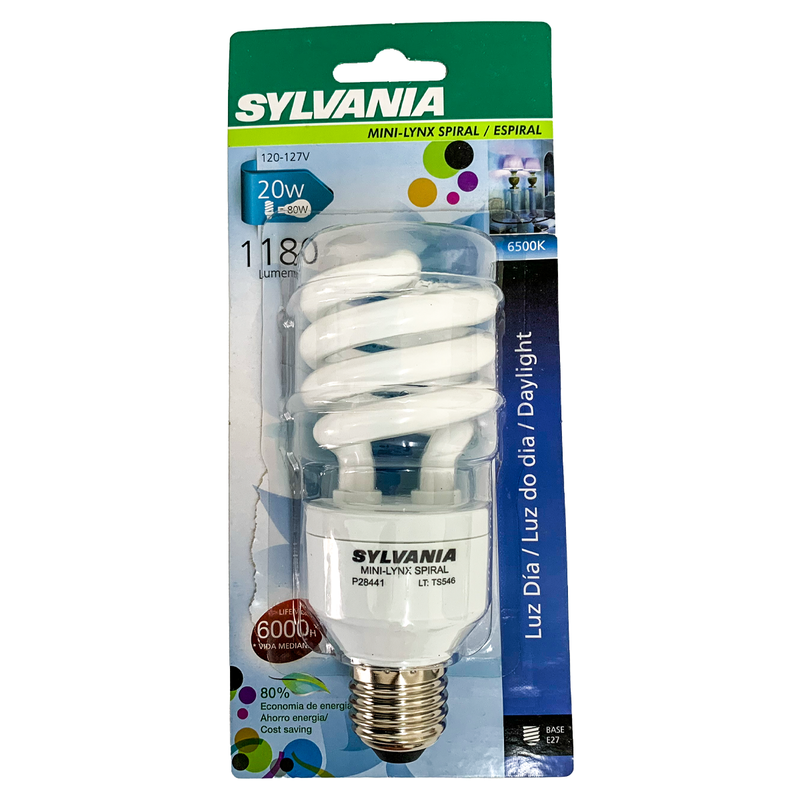 Lâmpada Eletrônica Mini Linx 20W 127V 865 Espiral Dupla Blister Sylvania