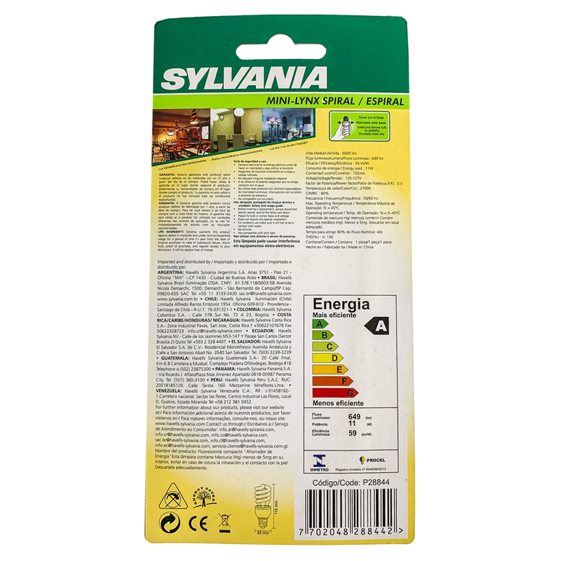 Lâmpadas Eletrônica Espiral 11W 2700K 127V KIT 05 unid Sylvania