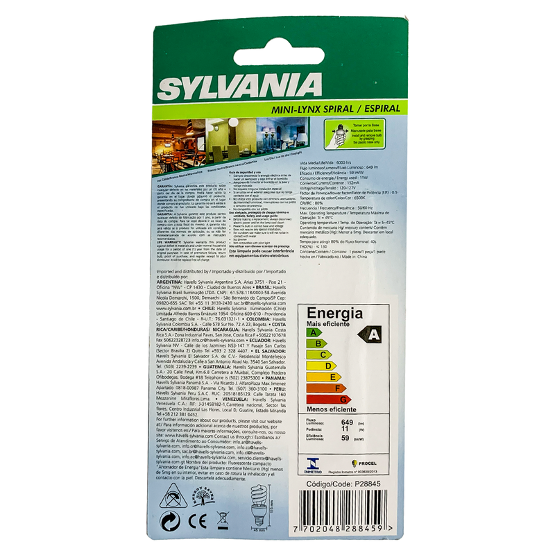 Lâmpadas Eletrônica Espiral 11W 6500K 127V KIT 05 unid Sylvania