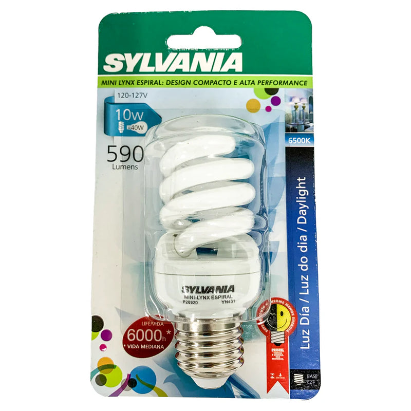 KIT 05 Lâmpadas Eletronica Espiral 10W 6500K 127V Branco Frio Sylvania