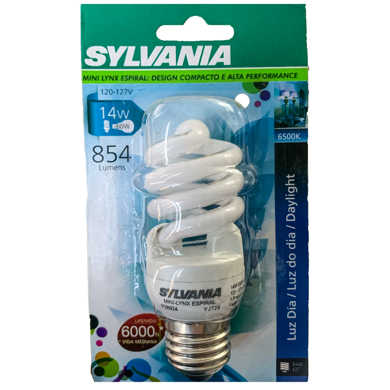 Lâmpada Eletrônica Espiral 14W 127V 6500K Sylvania