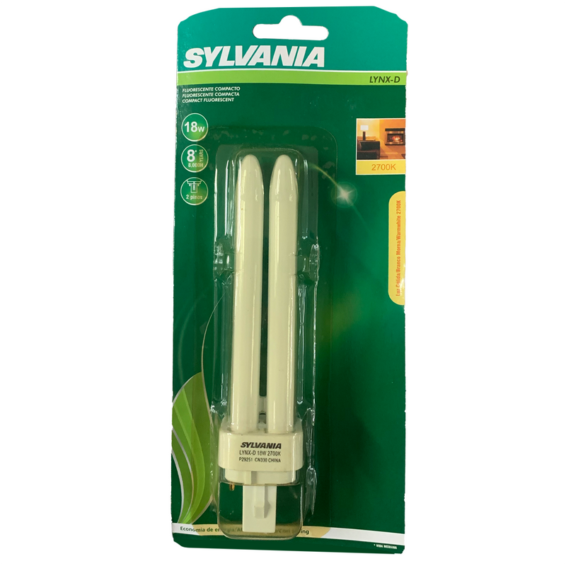 Lâmpada Eletrênica Compacta Lynx D 18W G24d‐22 pinos 2700K Sylvania