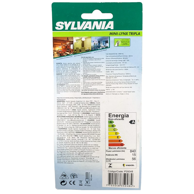 Lâmpada Eletrônica Tripla 15W 127V 6500K Sylvania