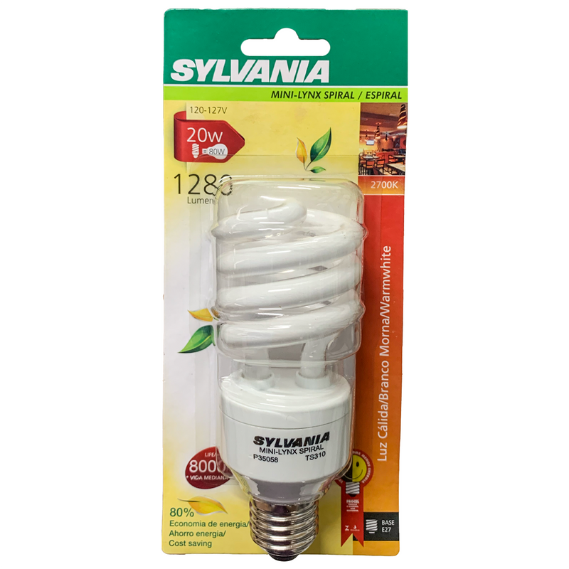 Lâmpada Eletrônica Espiral 20W 2700K 127V Sylvania