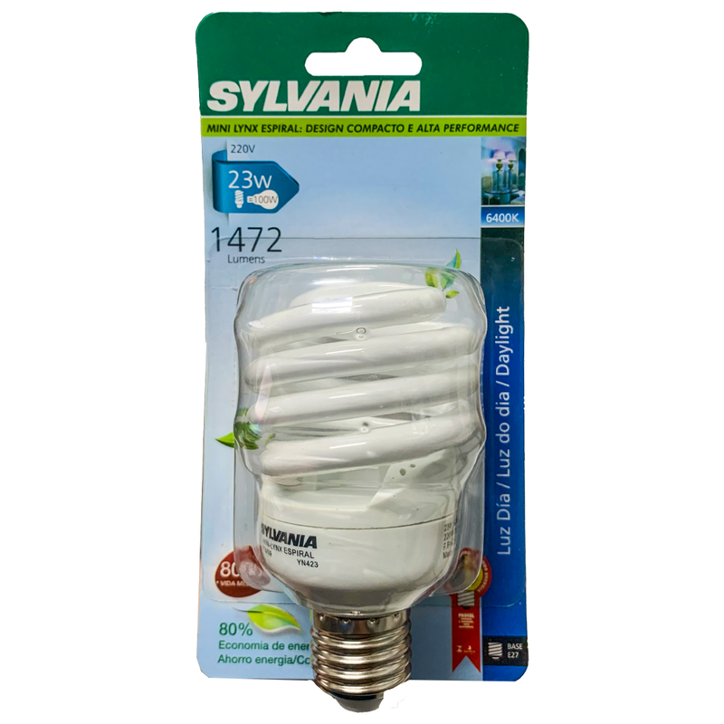 Lâmpada Eletrônica Espiral 23W 220V 6400K Sylvania 5 unid