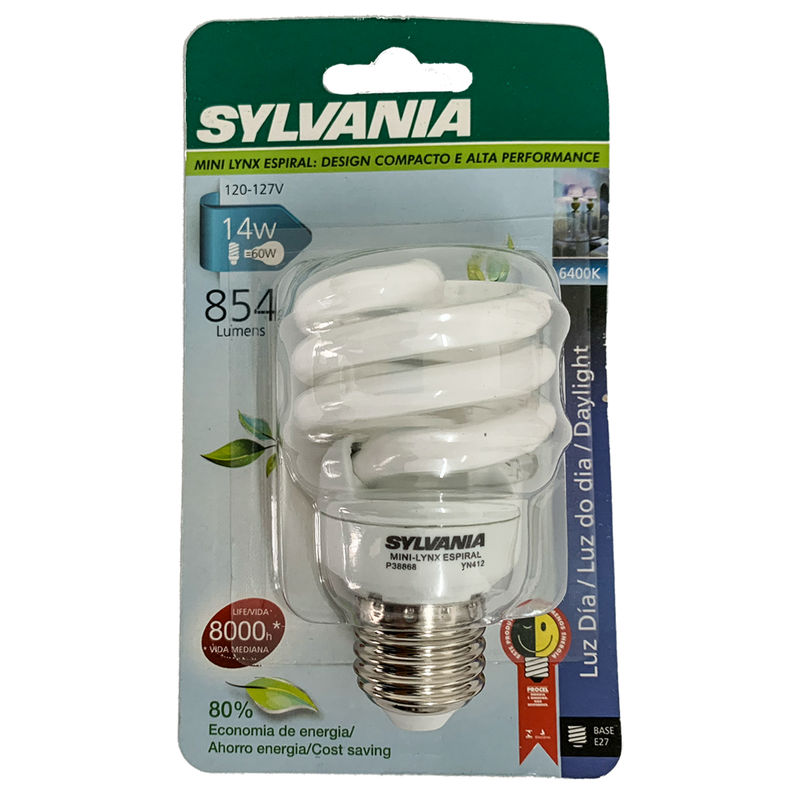 Lâmpada Eletrônica Espiral 14W 127V 6400K Sylvania