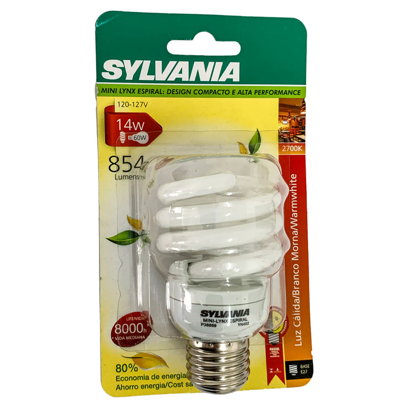 KIT 05 Lâmpadas Eletrônica Espiral 14W 127V 2700K Sylvania