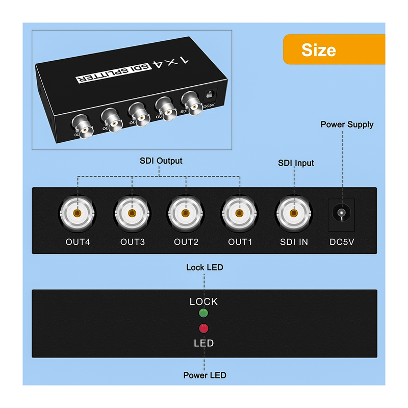 Divisor Sdi 1x4 Repetidor Splitter Sd-sdi 3g Sdi Hd Sdi Conex